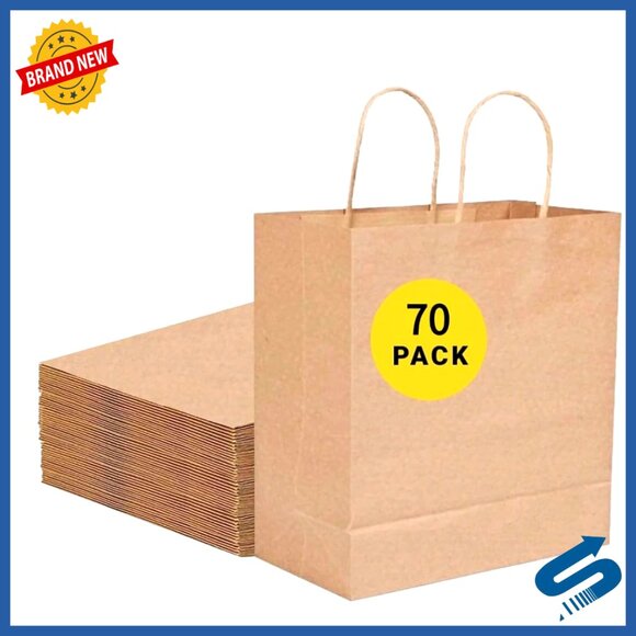 Eco-Friendly Kraft Paper Gift Bags Bulk Pack Durable Handles Retail Packaging
